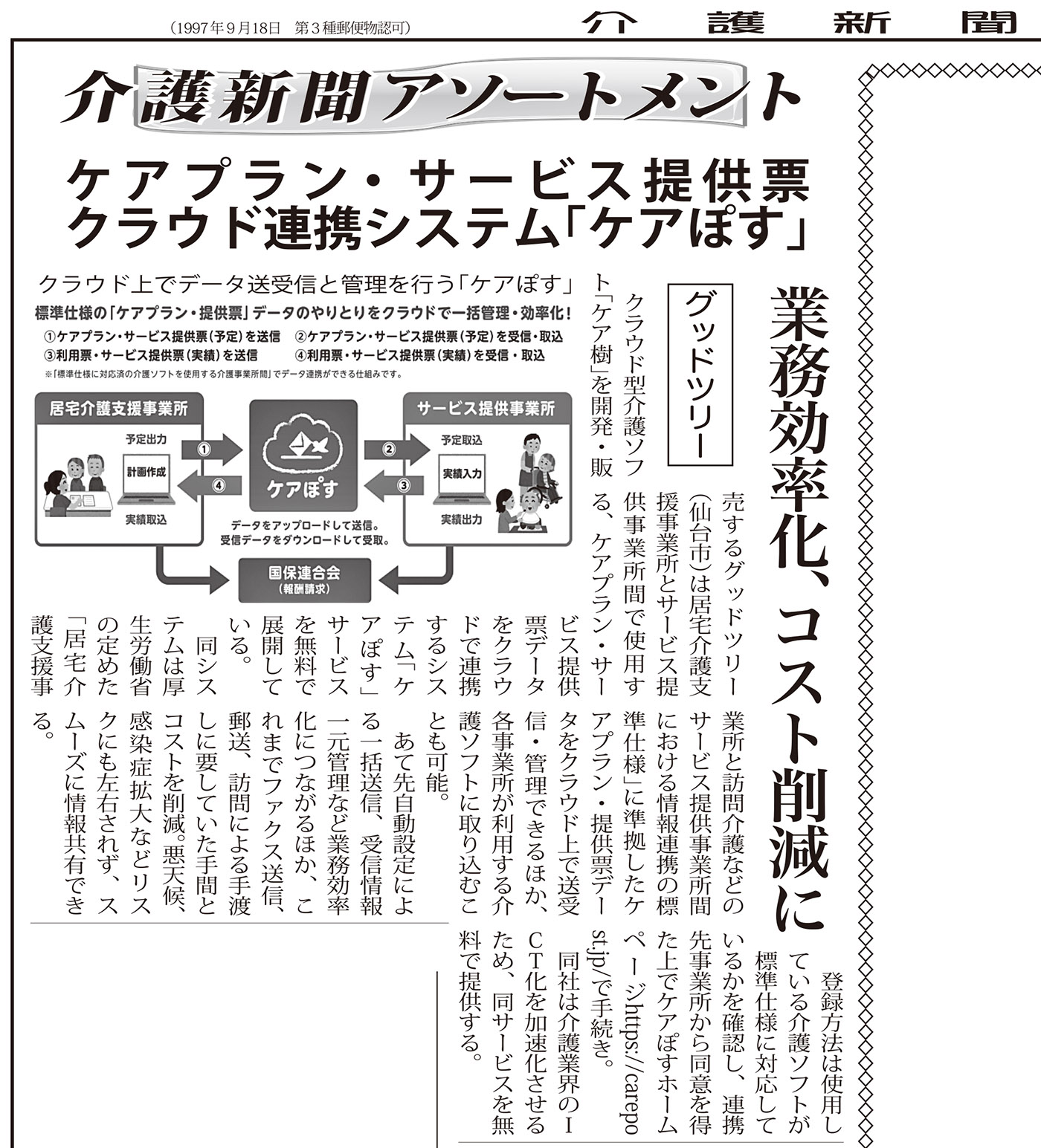北海道医療新聞社 介護新聞 2022(令和4年)5月13日号「ケアぽす」掲載